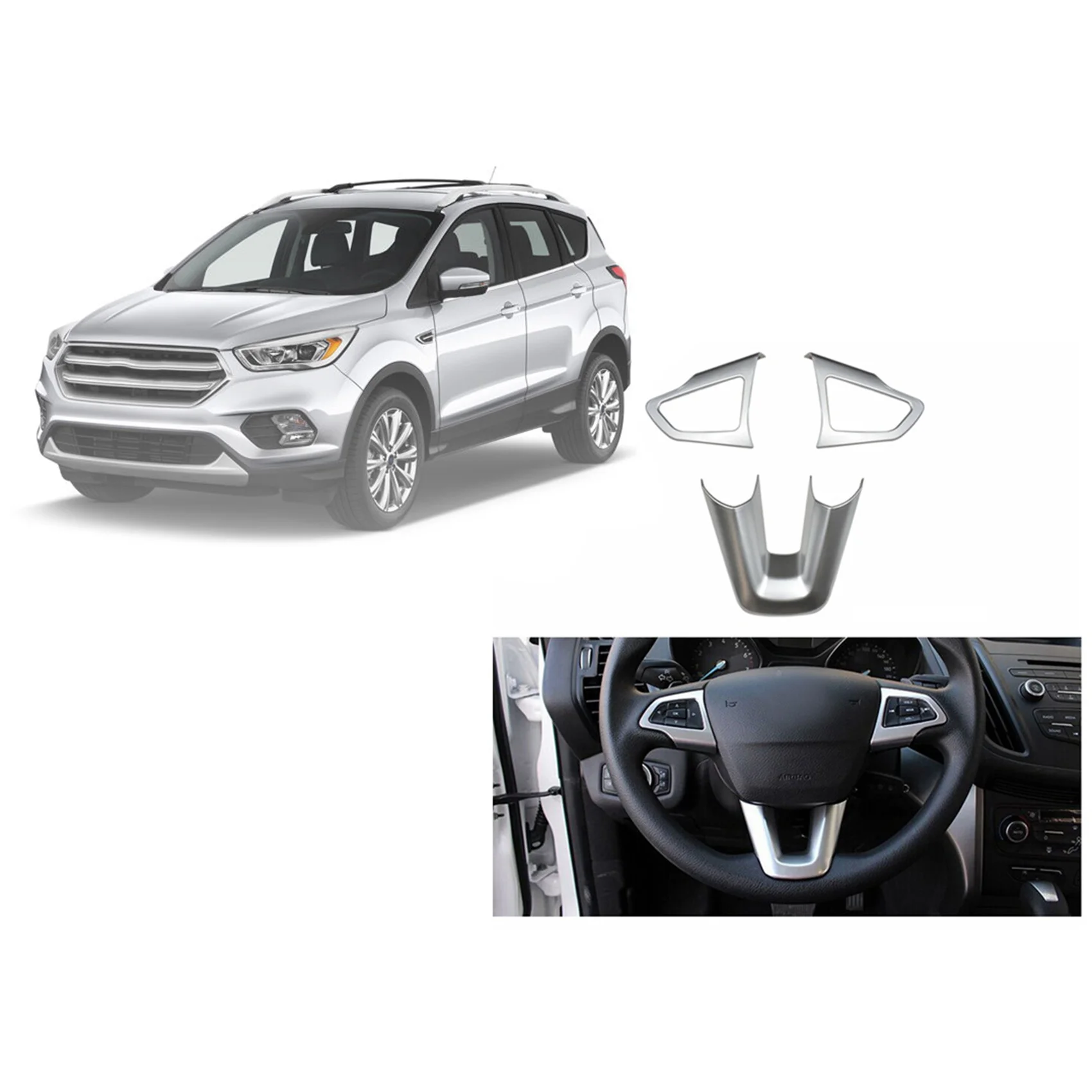 

Защитная крышка рулевого колеса автомобиля, наклейка для Ford Kuga Escape 2017, аксессуары