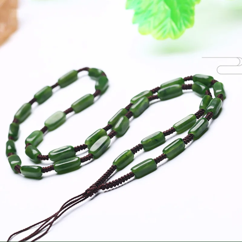 

Genuine Chinese Hetian Jades Nephrite Beads Luxury Pendant Necklace Lanyard Neck Strap Men Women Healing Gemstone Fine Jewelry