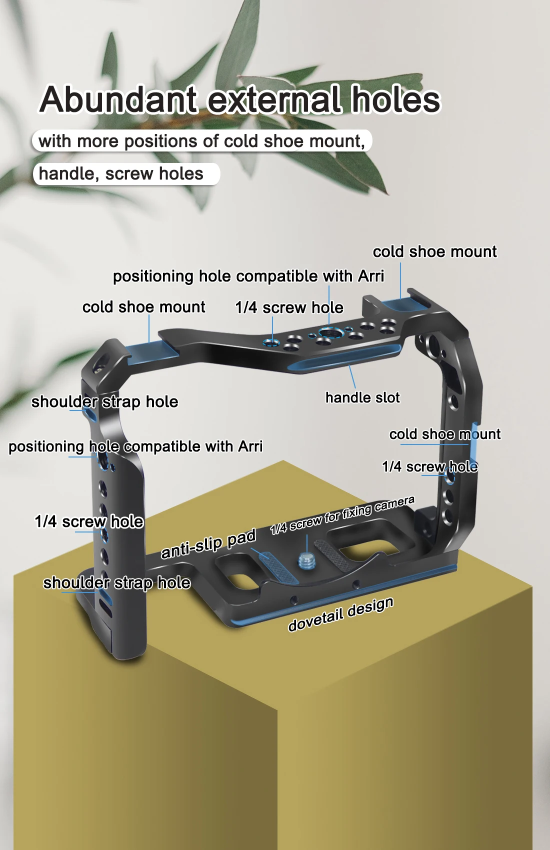 A7M4 A7R4 Kamera Vollkäfig Rig Griff Griff Arca-stil Kalten Schuh Halterung ARRI Ortung für Sony Alpha 7S III IV A7M3 A73 A7R3 A7S3 – Detail 3