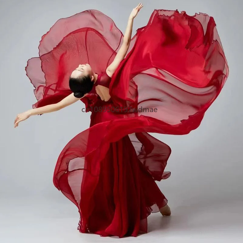 

Women's 720 Degree Classical Dance Elegant Double Layer Large Swing Skirt Chinese Style Dance Performace Square Dance Clothes