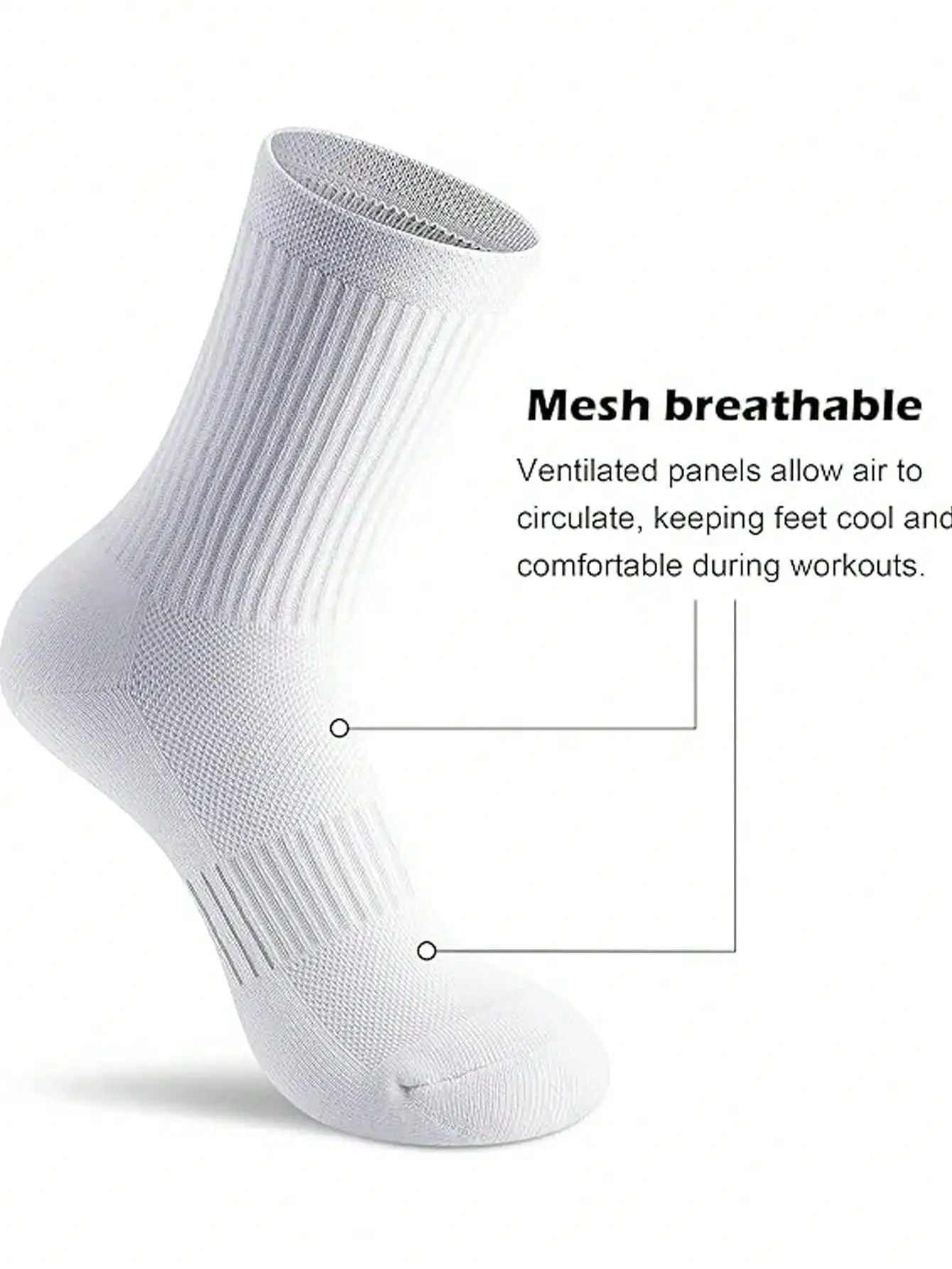 6 pairs of men\'s sports socks, mid-tube socks, basketball socks, sweat absorbent breathable deodorant socks