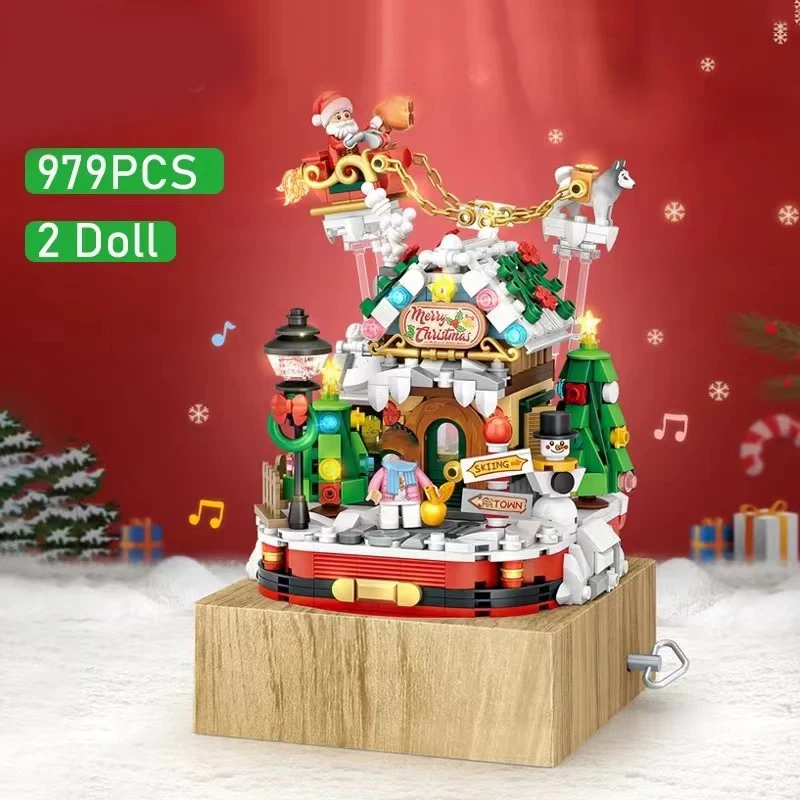 

Christmas building block suit Christmas tree Music box Toys For Children Adults House Building Bricks Xmas Gift New Year Gift