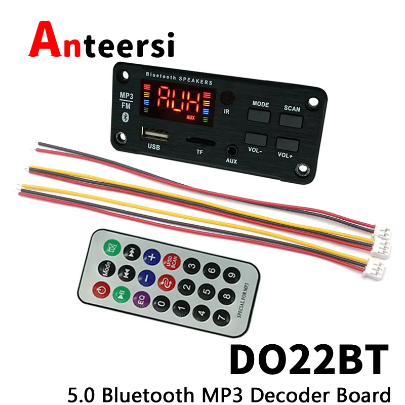 Car audio bluetooth 5.0 mp3 decoder board color screen display mp3 decoder module AC DC 5v 12v Audio Receiver APE FLAC WMA WAV 1