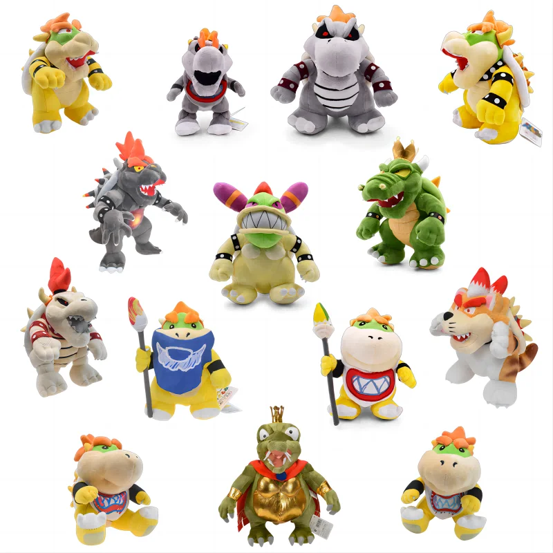 14 Styles Bowser Evolutionary Form Super Mario Bros Plush Toy Fury Bowser Jr. Meowser King K.Rool Classic Game Doll for Gift