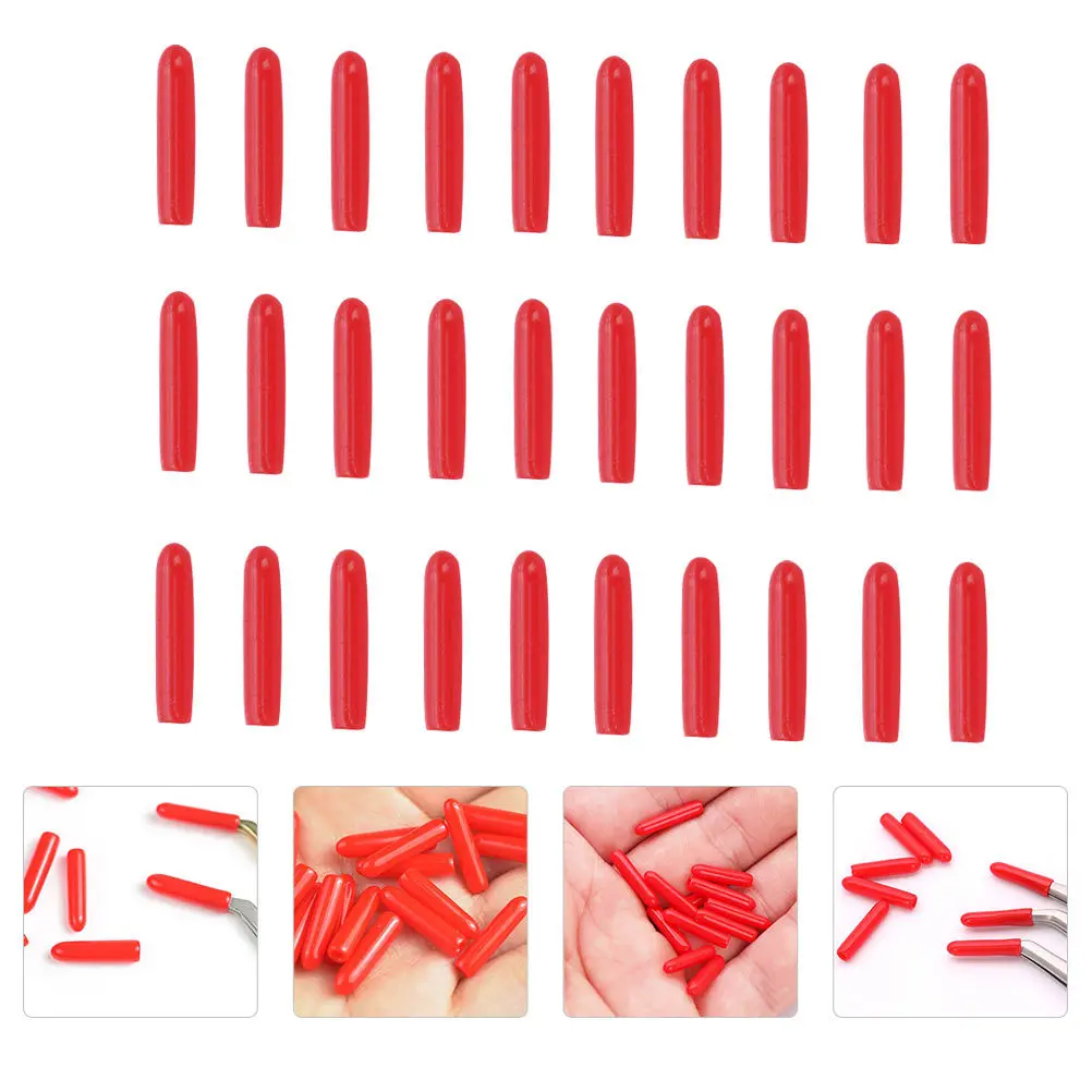 100 Stück Wimpernpinzetten aus Silikon, rutschfeste Schutzhülle, kleine rote Spitzenkappen zum Pfropfen von Pinzettenzubehör