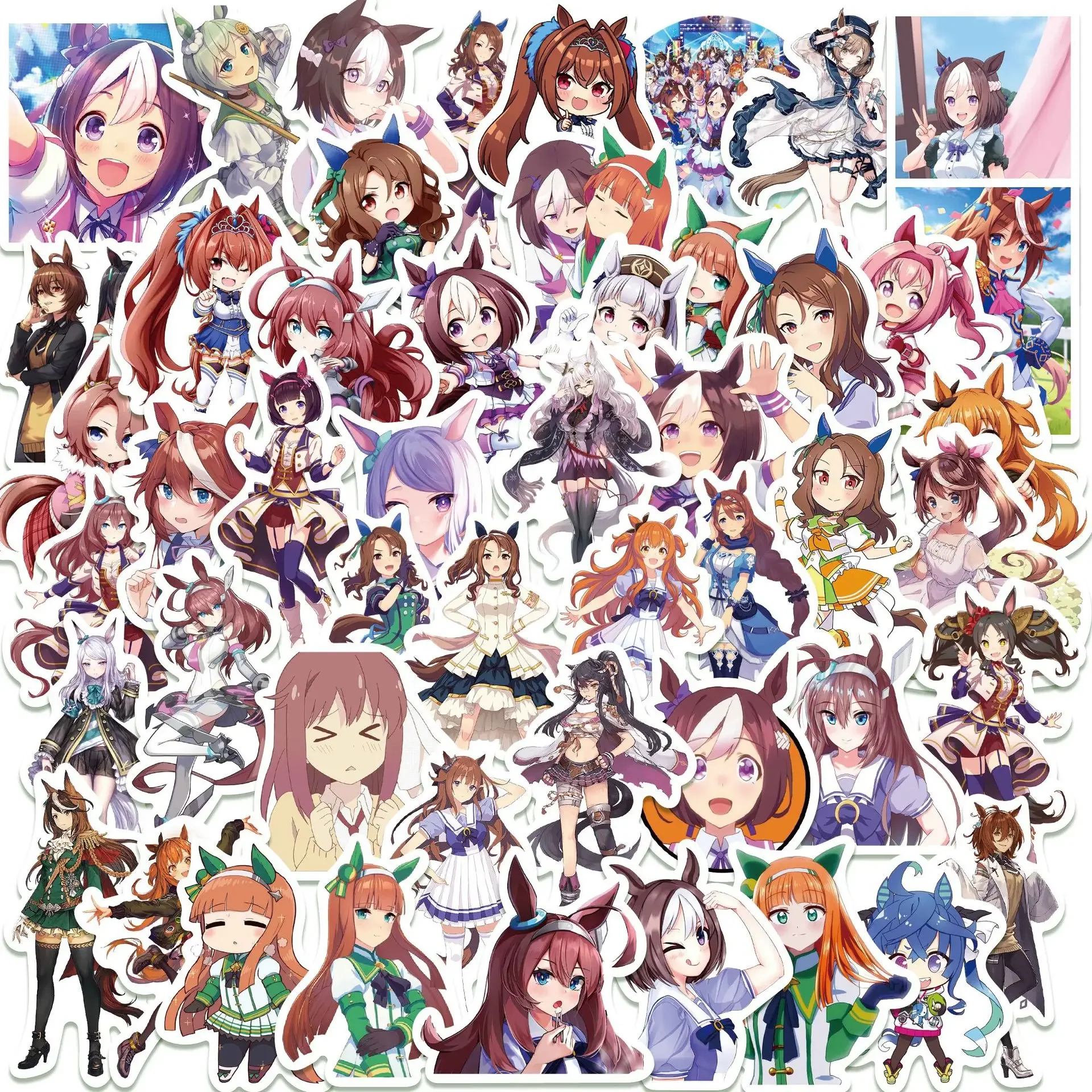 50 قطعة Uma Musume جميلة ديربي لعبة الكتابة على الجدران ملصقات أنيمي فتاة الكرتون ملصق مائي للجيتار الهاتف كأس الغيتار سكيت اللعب