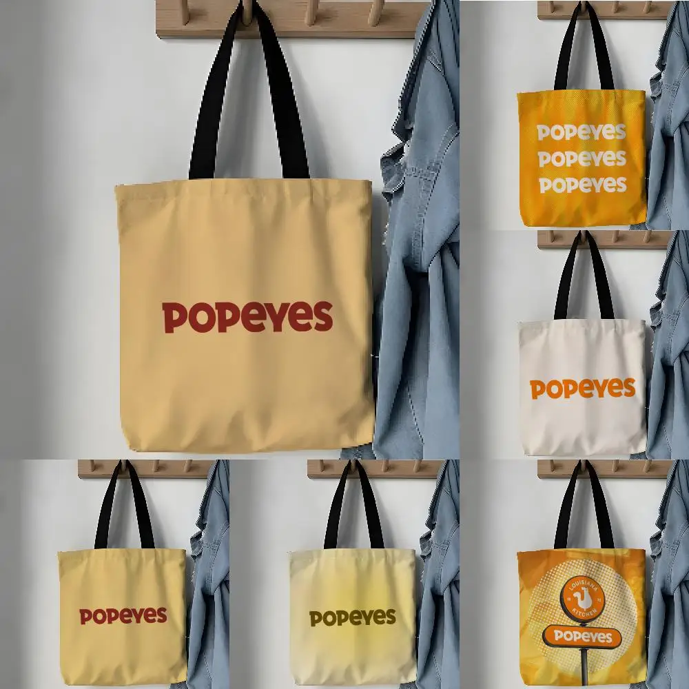 Storage Bags Aesthetic Canvas School Shoulder Bag Lightweight Grocery Shopping Bag Fast food fried chicken lovers P-Popeyes