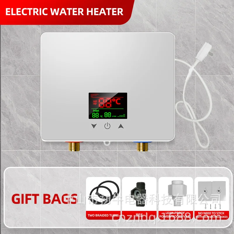 Aquecedor de água elétrico instantâneo, 3000w/5500w, para banho, chuveiro, aquecedores elétricos de parede com controle remoto, 110v/220v com led