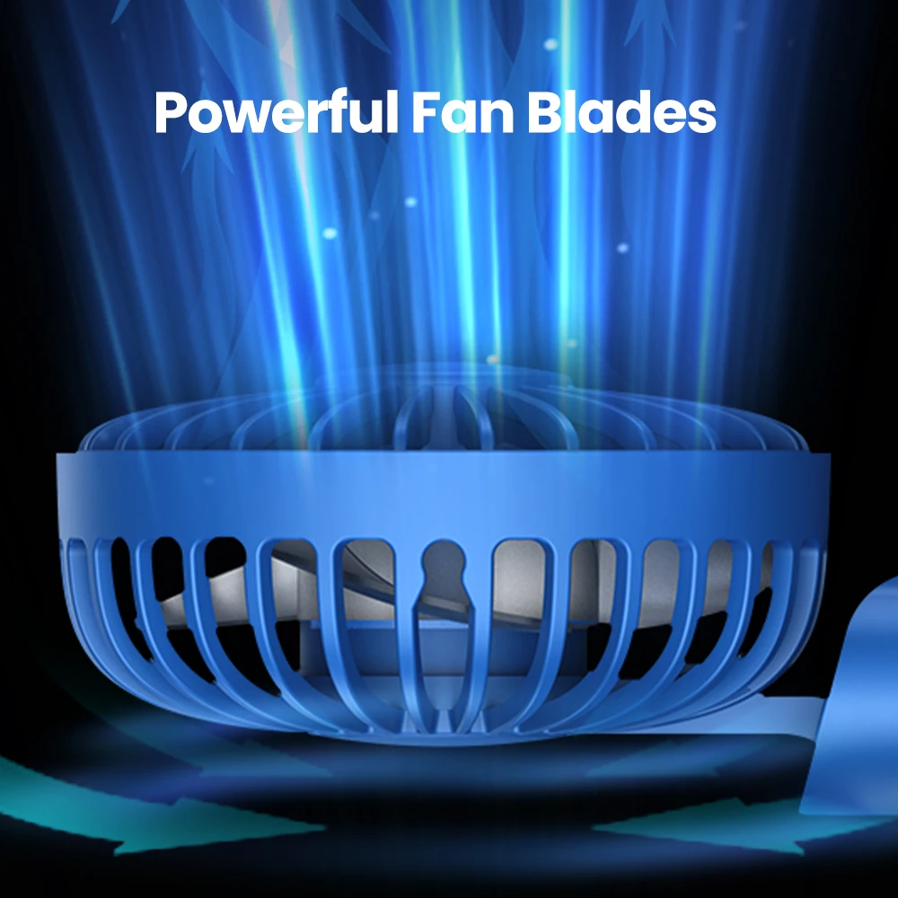 TOPK 5000mAh Mini Portable Fan USB Rechargeable Hand Held Fan,Small Pocket Fan 3 Speeds with Lanyard &Base,USB Desk Fan Foldable image 5