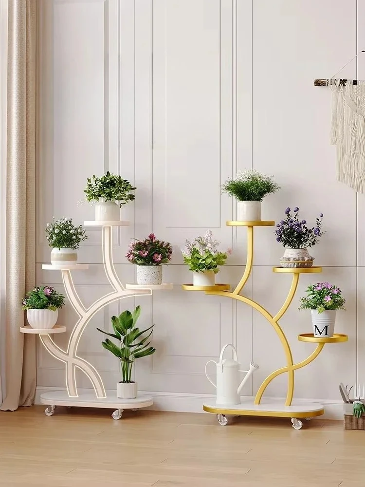 Floor Type Balcony Storage Movable Wrought Iron Multi-Layer Succulent Flowerpot Bracket