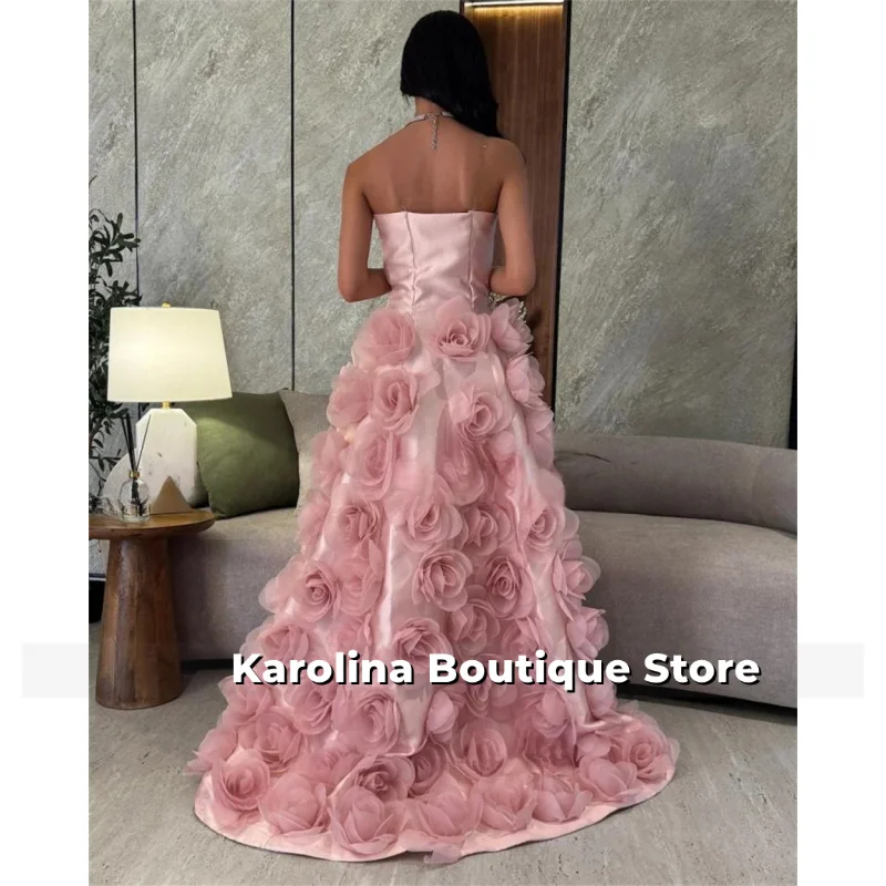 Sukienka wieczorowa szyta na miarę, uroczy kołnierzyk łódkowy, ręcznie robione kwiaty, krój A, bez pleców, długa sukienka na przyjęcie z trenem.