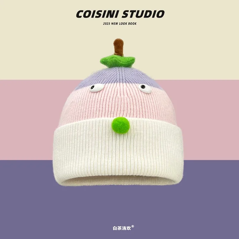 

Новые милые полосатые пуловеры с героями мультфильмов, женские осенние и зимние повседневные теплые универсальные забавные шапочки на Хэллоуин