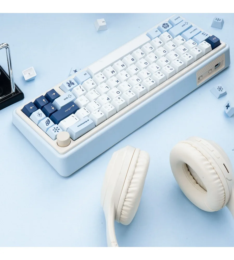 Sublimation customized mechanical keyboard keycaps personalized blue and white keycaps keycaps simple original PBT five sides