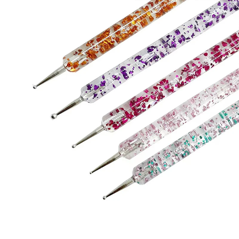 Neues 5-teiliges Acryl-Doppelseitiges Nail-Dotting-Stift-Set, Nagelkunst-Mal- und Dotting-Werkzeug-Set (5 Stück), Unverzichtbar für Nagelstudio-Ausstattung – Detail 5