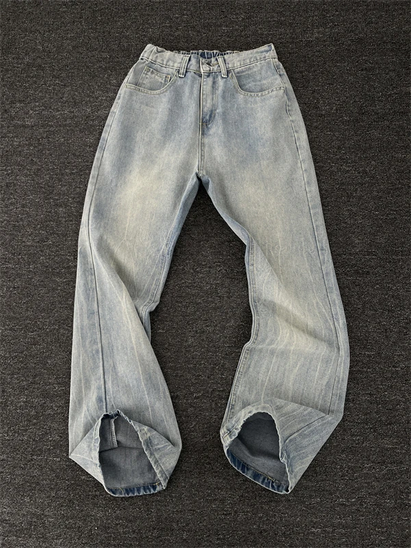 

Джинсы Waed Denim мужские, американский тренд, свободные прямые брюки, универсальные широкие джинсы Haome с эластичным поясом