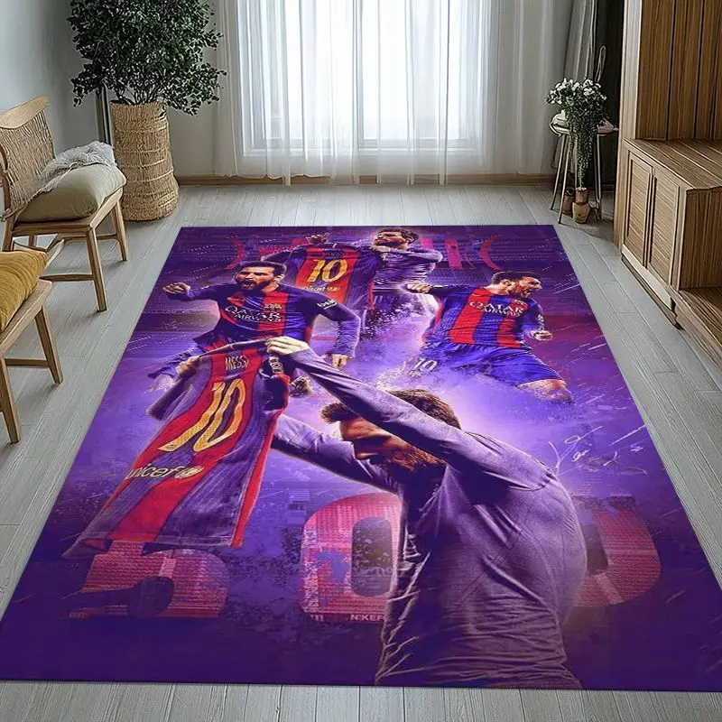 3D Soccer Legend M-Messi Football Star Area Rug,Soft Non-Slip Carpet Mat for Living Room Bedroom,Sofa Floor Rug,Home Decor Gift