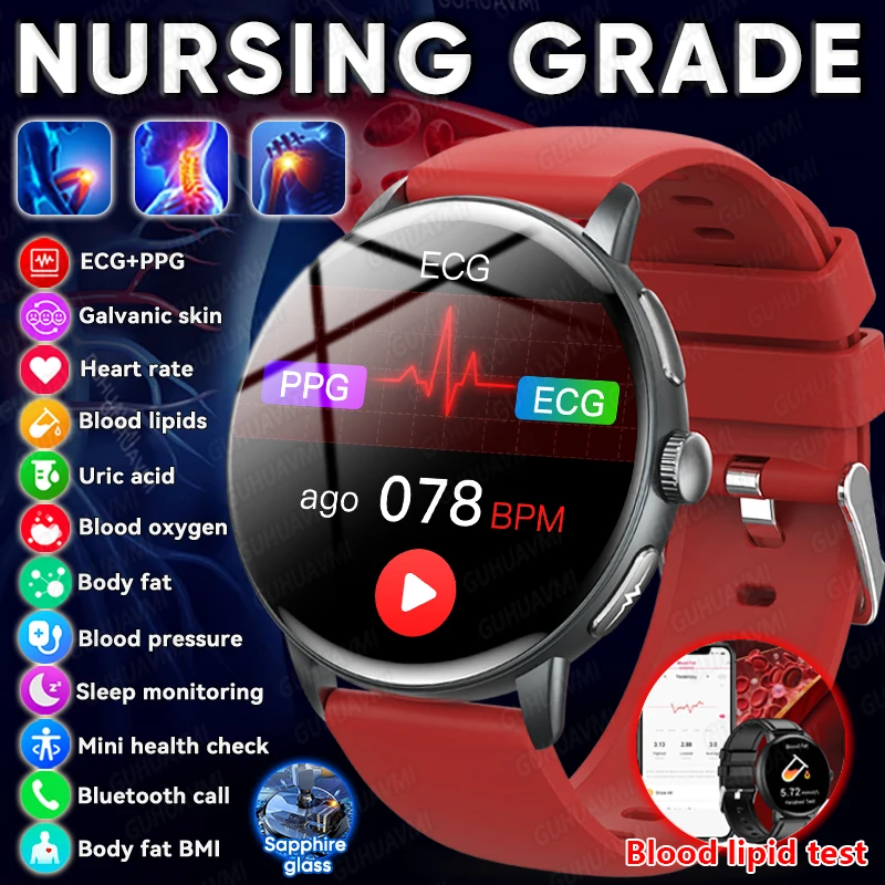 

Новые умные часы 2026 года для точной диагностики здоровья: ЭКГ, измерение давления, уровня липидов и мочевой кислоты, Bluetooth-звонки. Смарт-часы для мужчин и женщин.