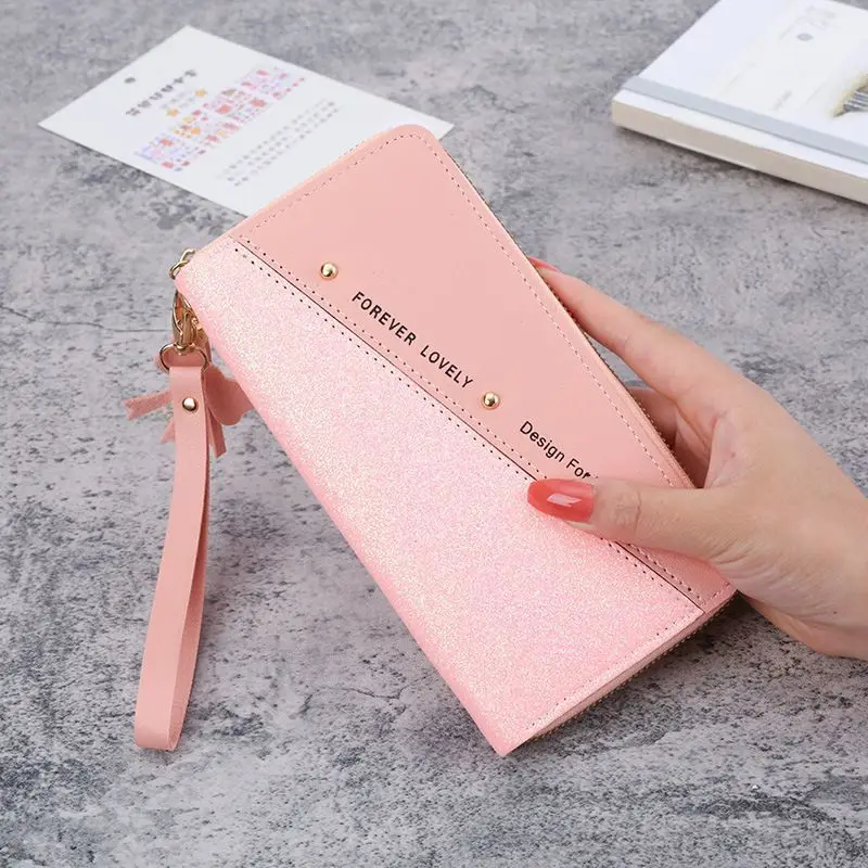 Wholesale New Long Women's Zipper Wallet - Korean Splicing, Color Contrast, Tassel, and Rivet Details