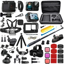 Accessors Kit for Gopro Hero 13 12 Black Accessory Bundle Waterproof Housing Case Filter Silicone Protector Lens Screen Tempered