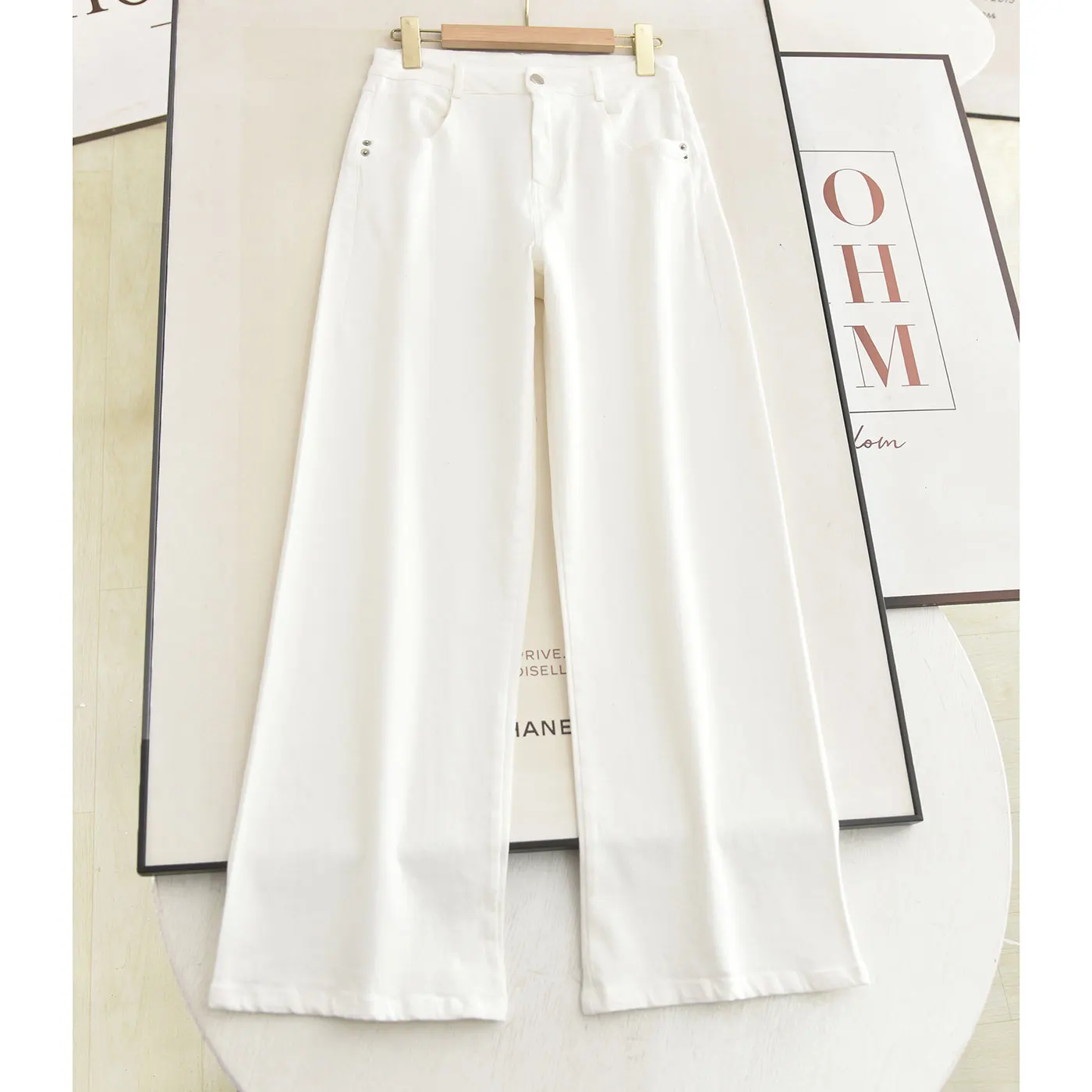 

White Wide Leg Pants High Waist Straight Cut Color Simple Faionable Women's Jeans Spring 2026 New Arrival