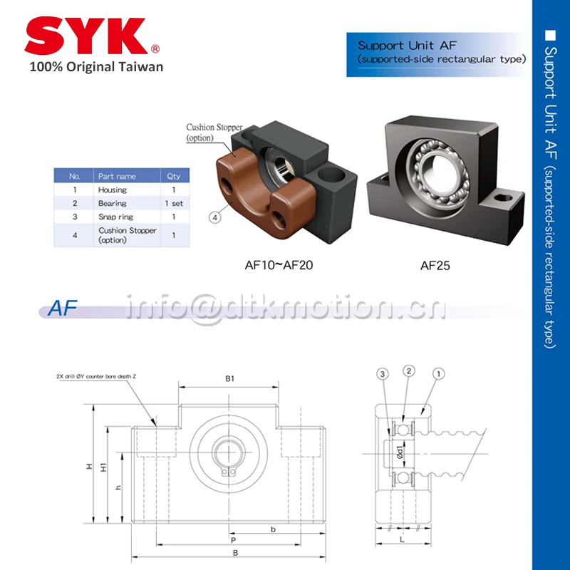 SYK Professional Support Unit AF10 AF12 AF15 AF20 AF25 Supported-side C3 C7 Ballscrew TBI HWIN 1605 Premium CNC Parts