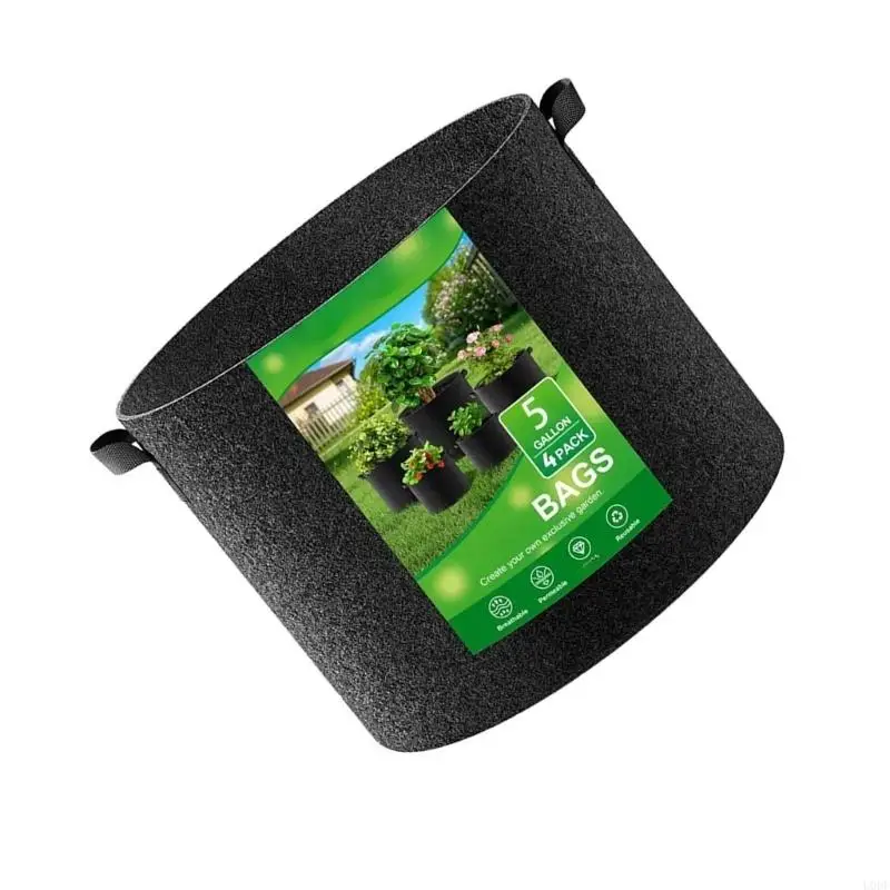   4x Reinforced Grow Pots Gardening Bags with Handles for Vegetables Herbs Flowers