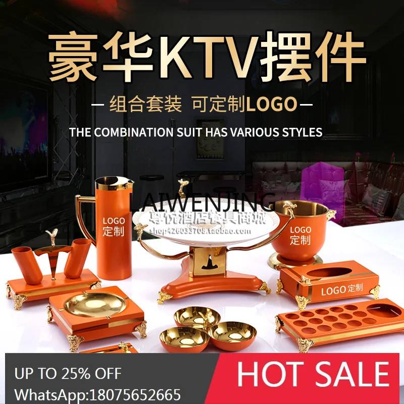ktv table set supplies full set of high-grade stainless steel microphone holder ashtray fruit tray holder