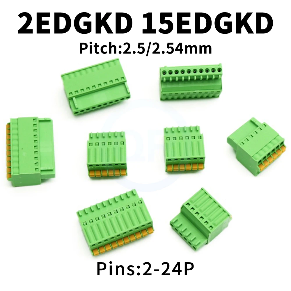 

(10 pcs) 2EDGKD 2.5mm 2.54mm Spring Press Plug Terminal Block JM 15EDGKD 2.5 / 2.54 Screwless Plug Small Pitch Socket 2~24Pin
