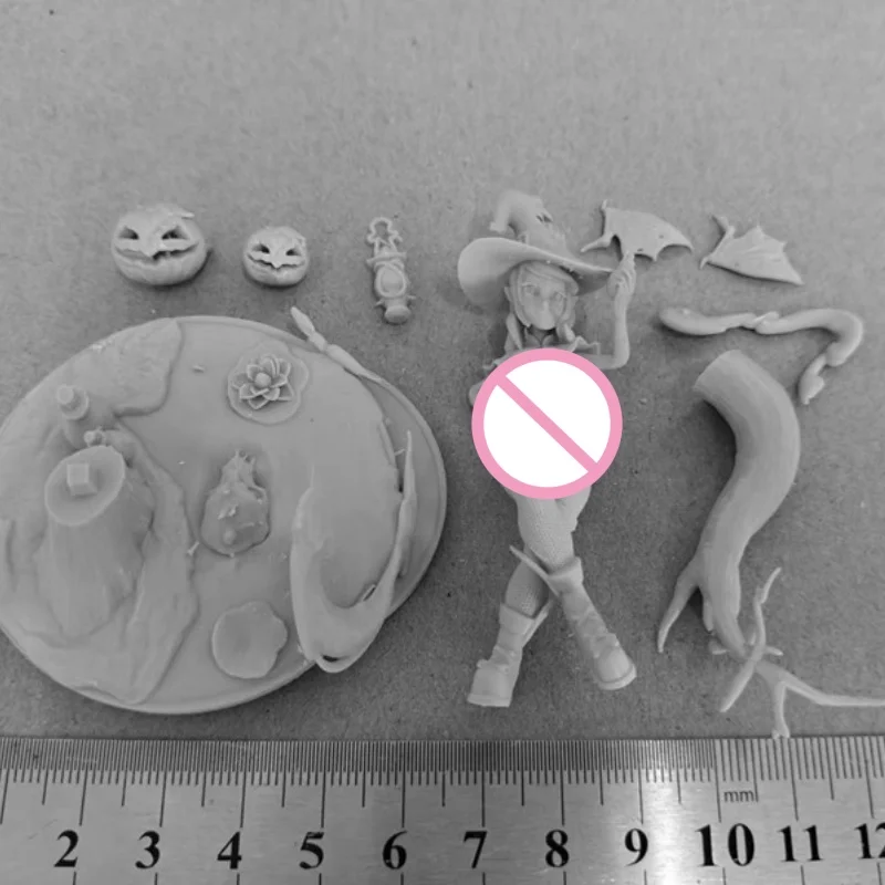 Figura de resina escala 1/24, kit de modelo de bruxa de halloween, dioramas desmontados e estatuetas sem pintura, brinquedos