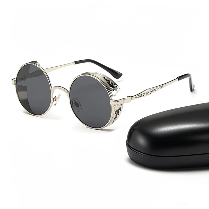 

Steampunk Round Frame Sunglasses For Men Women Fashion Vintage Spring Car Driving Punk Black Sun Glasses Classic Popular Eyewear