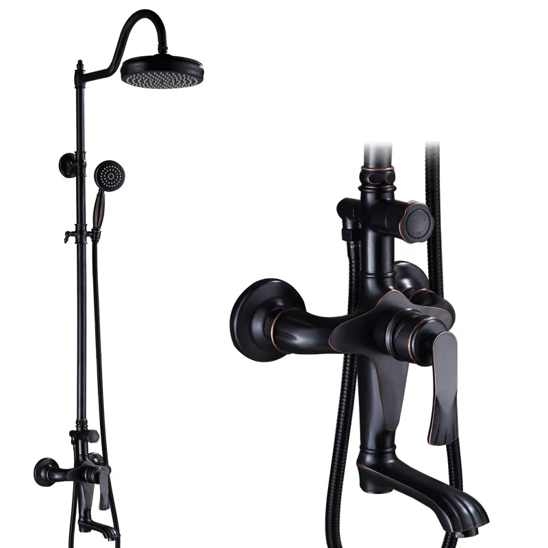 

European and American all-copper black antique shower set bathroom shower shower head wall-mounted