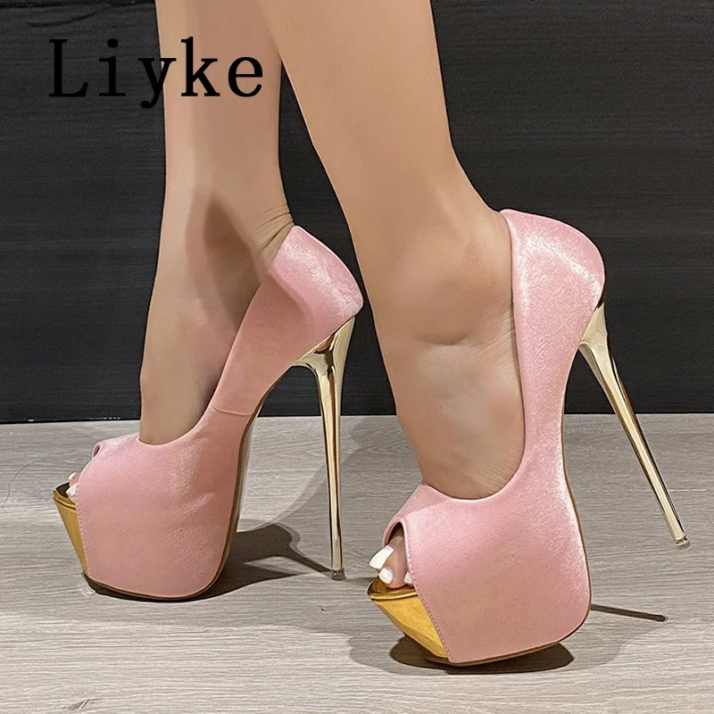 Liyke Sexy Peep Toe Party Nachtclub Stripper Pole Dance High Heels Wedding Prom Shoes Stiletto Women Platform Pumps Size 34-45