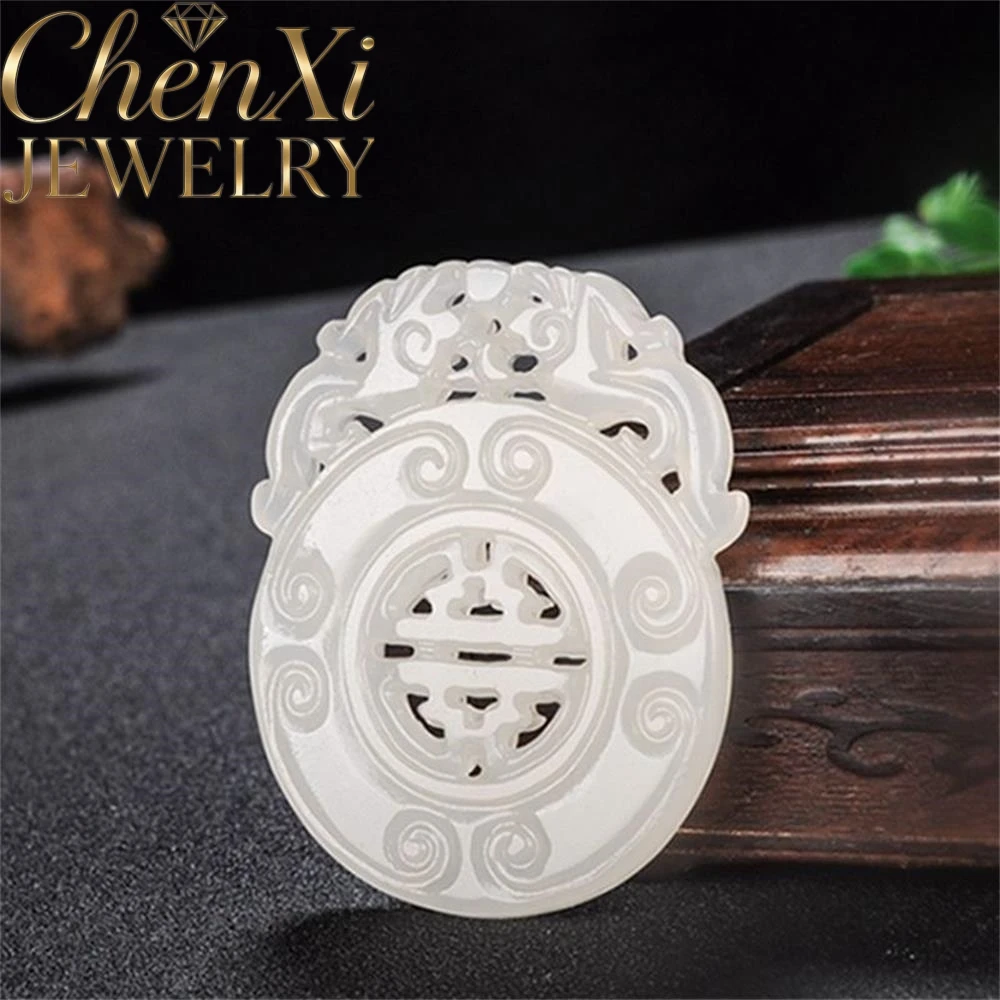 Natural White Jade Hollowed-Out Auspicious Longevity Lock Pendant Luxury Quality Fine Fashion Jewelry Amulets Mascots Exquisite