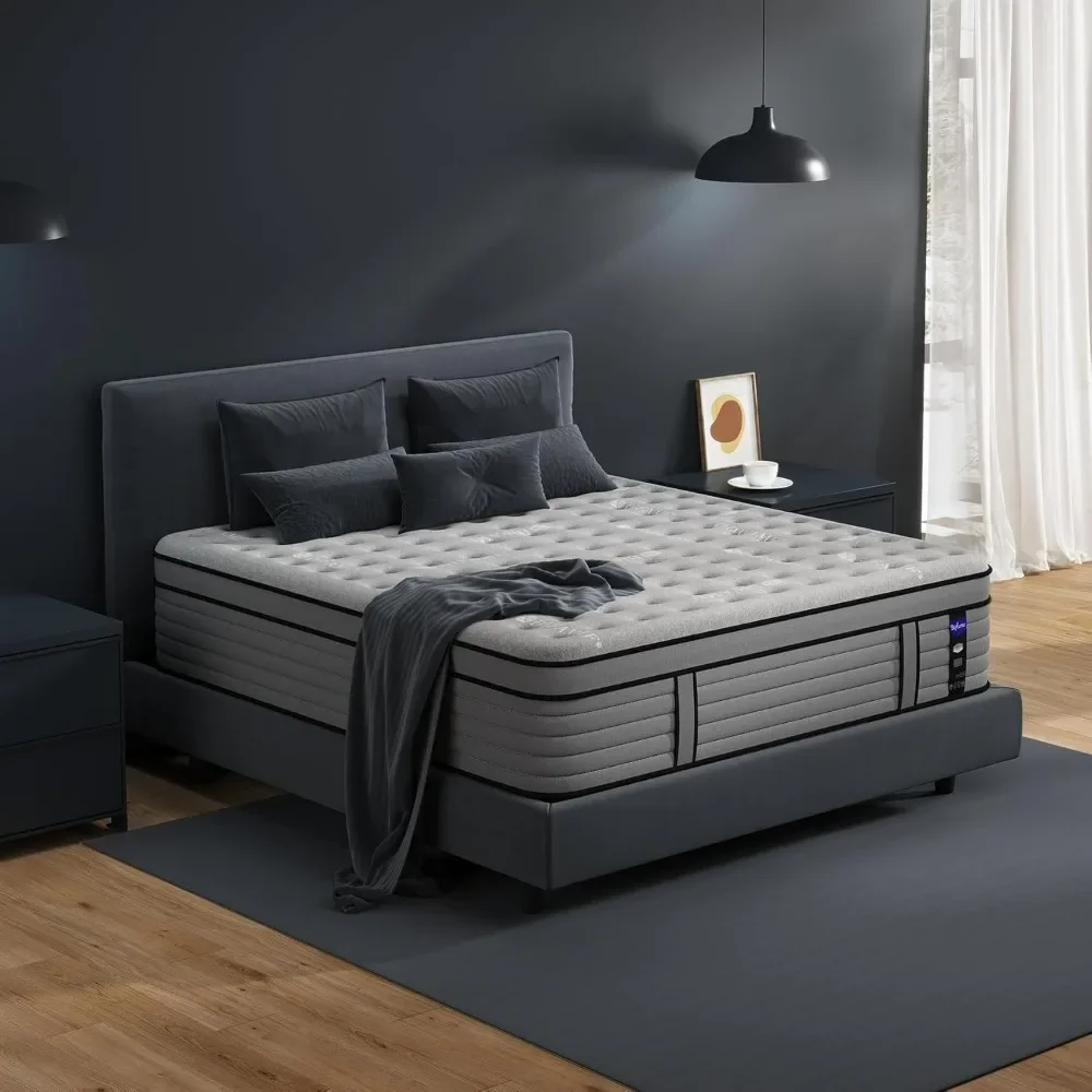 Materasso King Size, materassi ibridi da 16 pollici in una scatola con Memory Foam, molle insacchettate individualmente, materasso medio solido