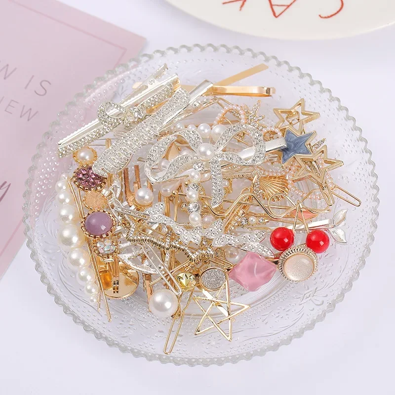 48/24/12Pcs Cute Pearl Hair Clips for Women Korean Hairpins Girl Geometric Love Hair Barrettes Fashion Hairgrip Hair Accessories