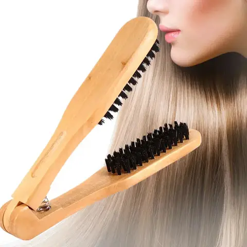 Professional Double-Sided Wooden Hair Comb – Anti-Static Styling Brush for Straight Hair & Hairdressing Tools