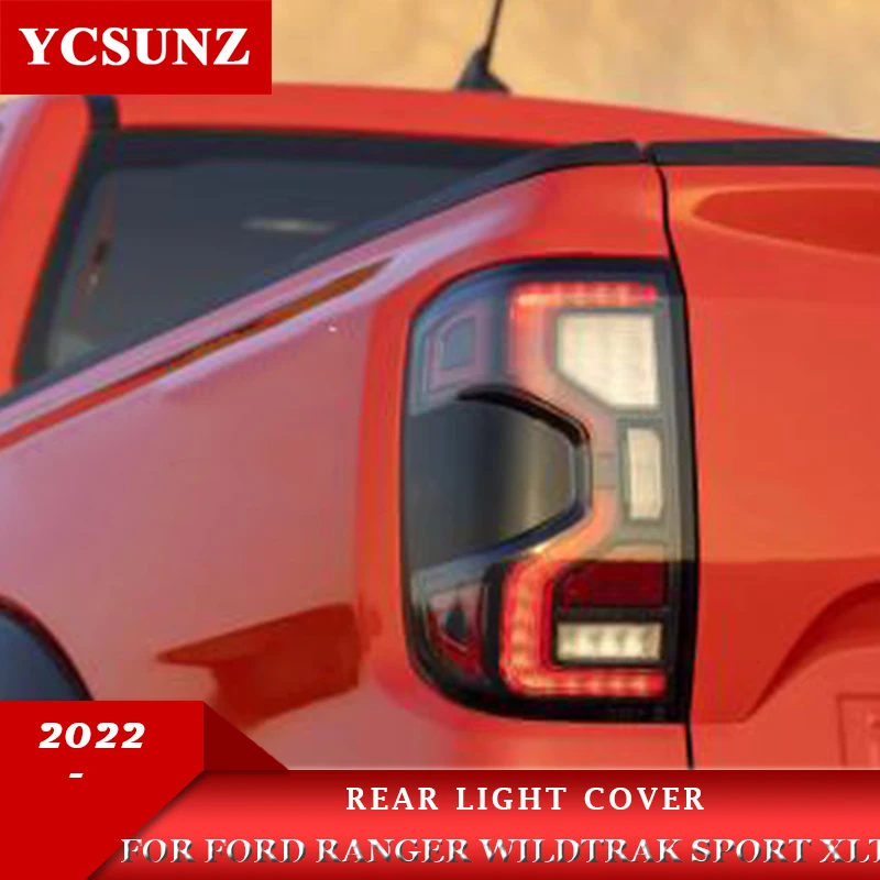 

Tail light Cover For Ford Ranger Wildtrak Sport XLT 2022 2023 T9 ABS Black Rear Lamp Decorative Frame Car Accessories YCSUNZ