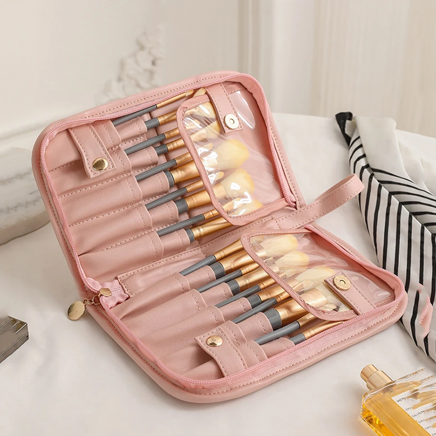 ثقب فرشاة للمكياج حقيبة وظيفية مستحضرات التجميل حالة السفر المنظم يشكلون فرش حامي أدوات ماكياج كيس دوار 2025 جديد