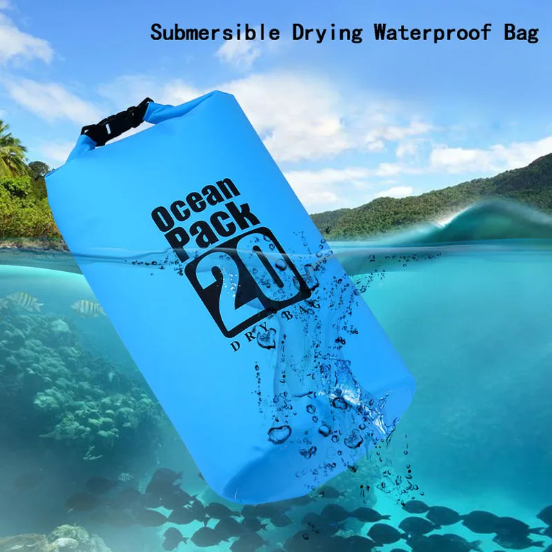 PVC Waterproof Swimming Rafting Boating Bag Dry Sack Fishing Floating Gear Bags Kayaking Backpack Beach Storage Drifting Pouch