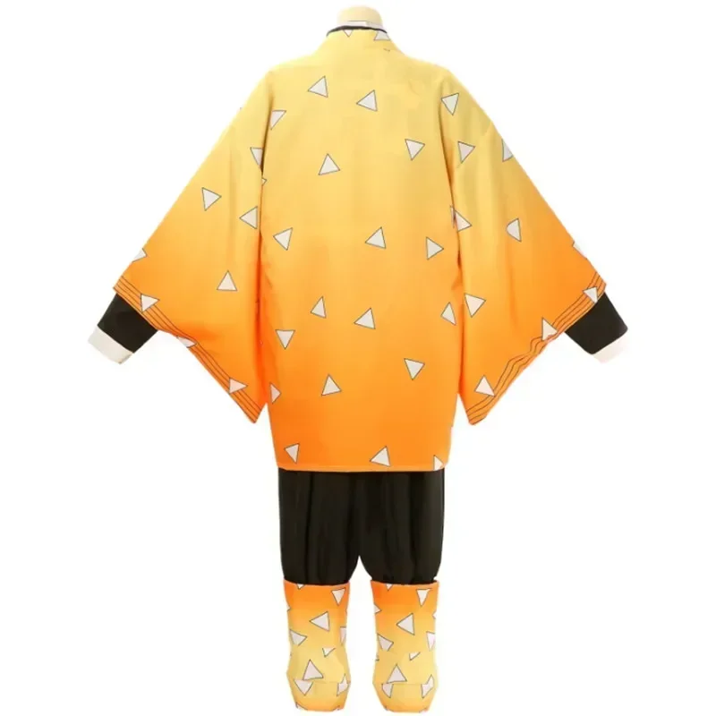 SN55 Anime Agatsuma Zenitsu Cosplay Costume Kimono Halloween Clothing Party Uniform Wig Women Kids$5Q@1