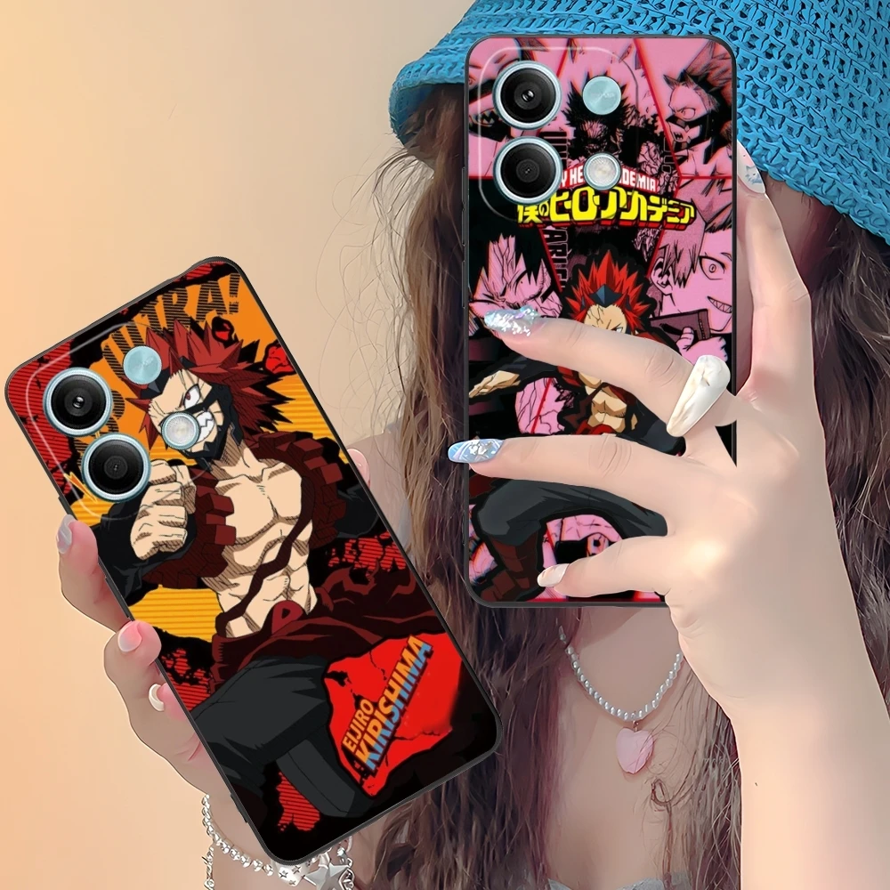 Hero Kirishima Eijirou Mobile Phone Case for Xiaomi Redmi 13 13C 12 12C 10 10C A1 A2 A3 Plus 5G Black Soft Phone Cover Shell