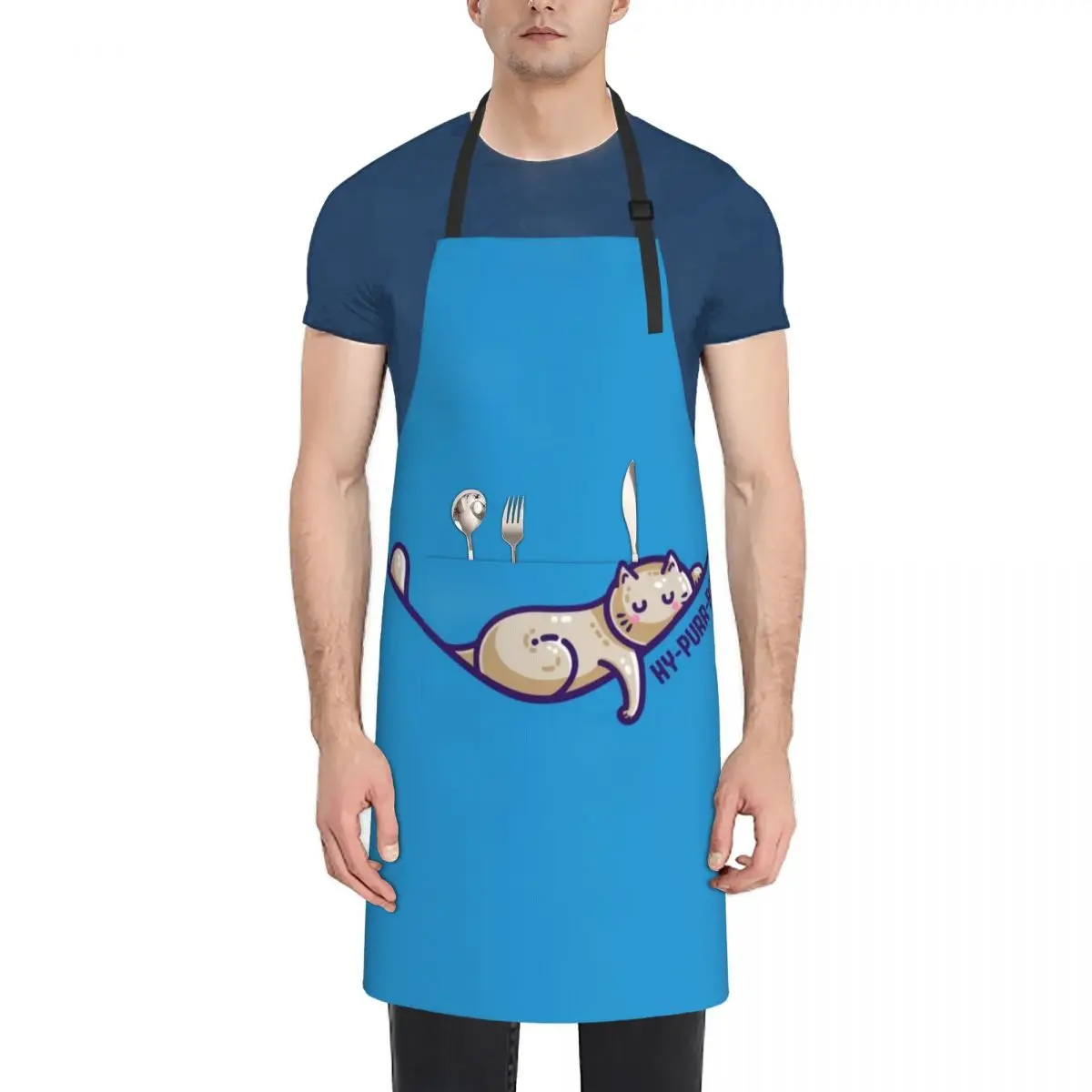 

Hy-purr-bola Hyperbola Maths Cat Pun Apron Kitchen For Man barber men Professional Barber work ladies Apron