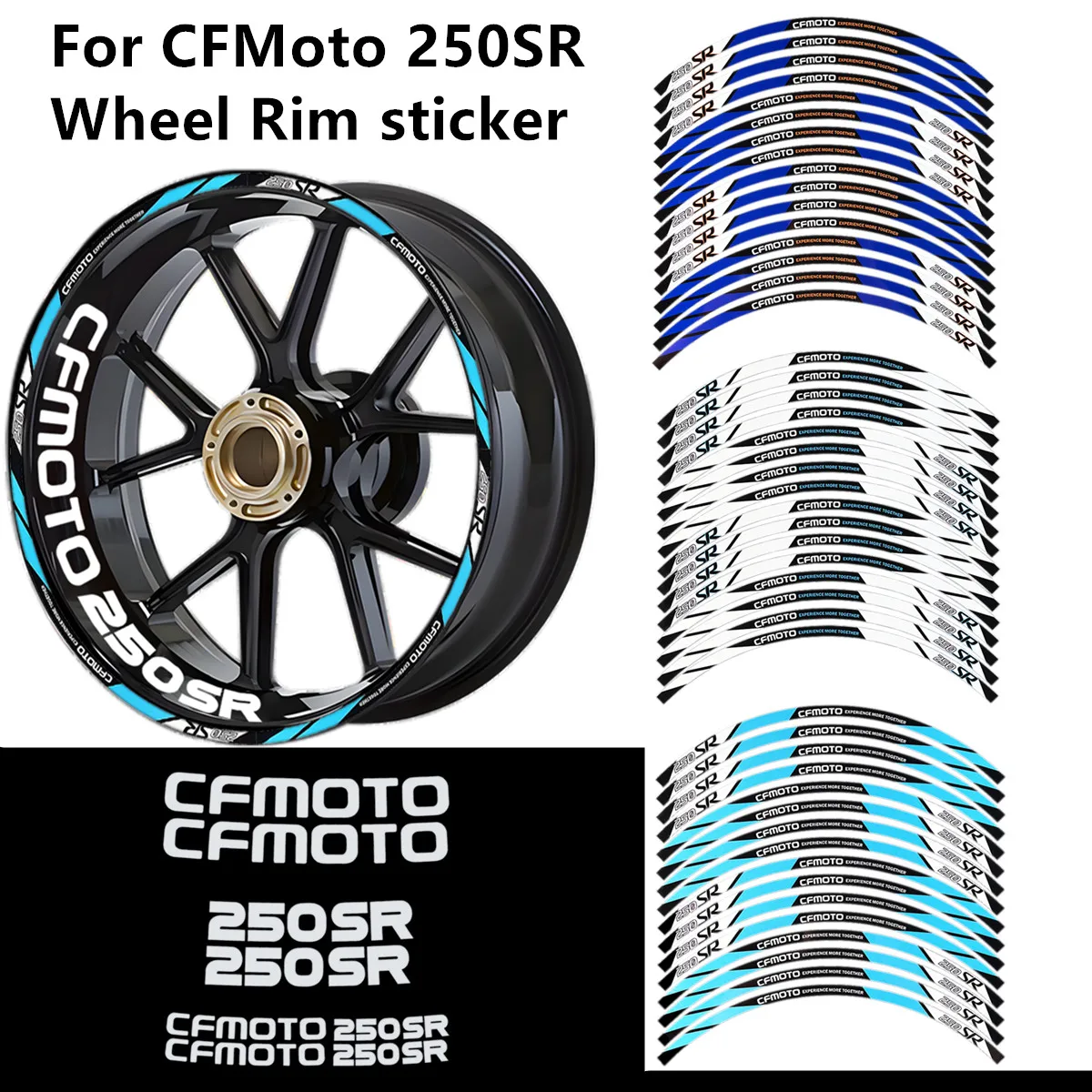 

For CFMOTO Wheel Rim Stickers 17″ Hub Decal Stripe Tape Sticker cf moto 250SR 300NK 450SR 650NK 650MT Motorcycle Accessories