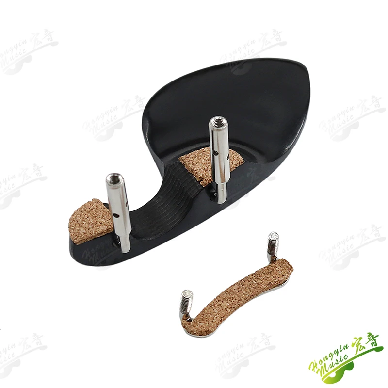 1/8 to 4/4 Violin Chinrest With Metal Clamp Screw Bracket Cork, Ebony ,Violin Chin Rest installed Hareware 3/4 1/2