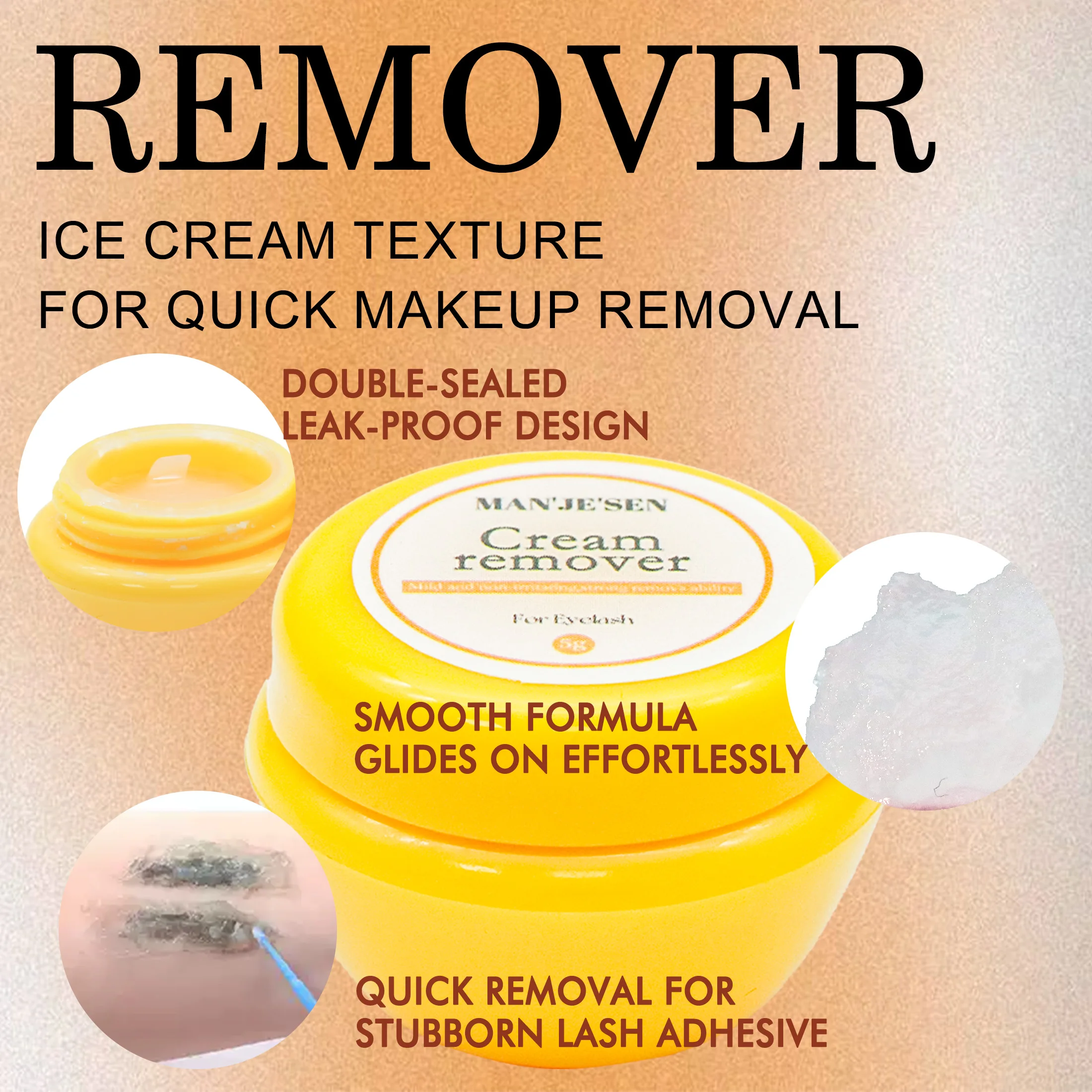 MANJESEN DIY Eyelash Glue & Cream Remover Kit Waterproof Individual Lash Adhesive, Long-Lasting, Quick Unloading, Safe for eyes