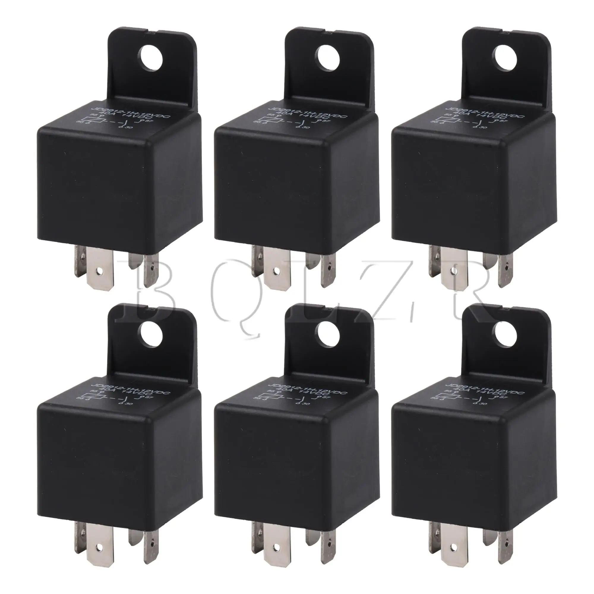 BQLZR 6 Pieces 4 Pin Plastic Car Relay 12V 40Amp Copper for Starters Horns