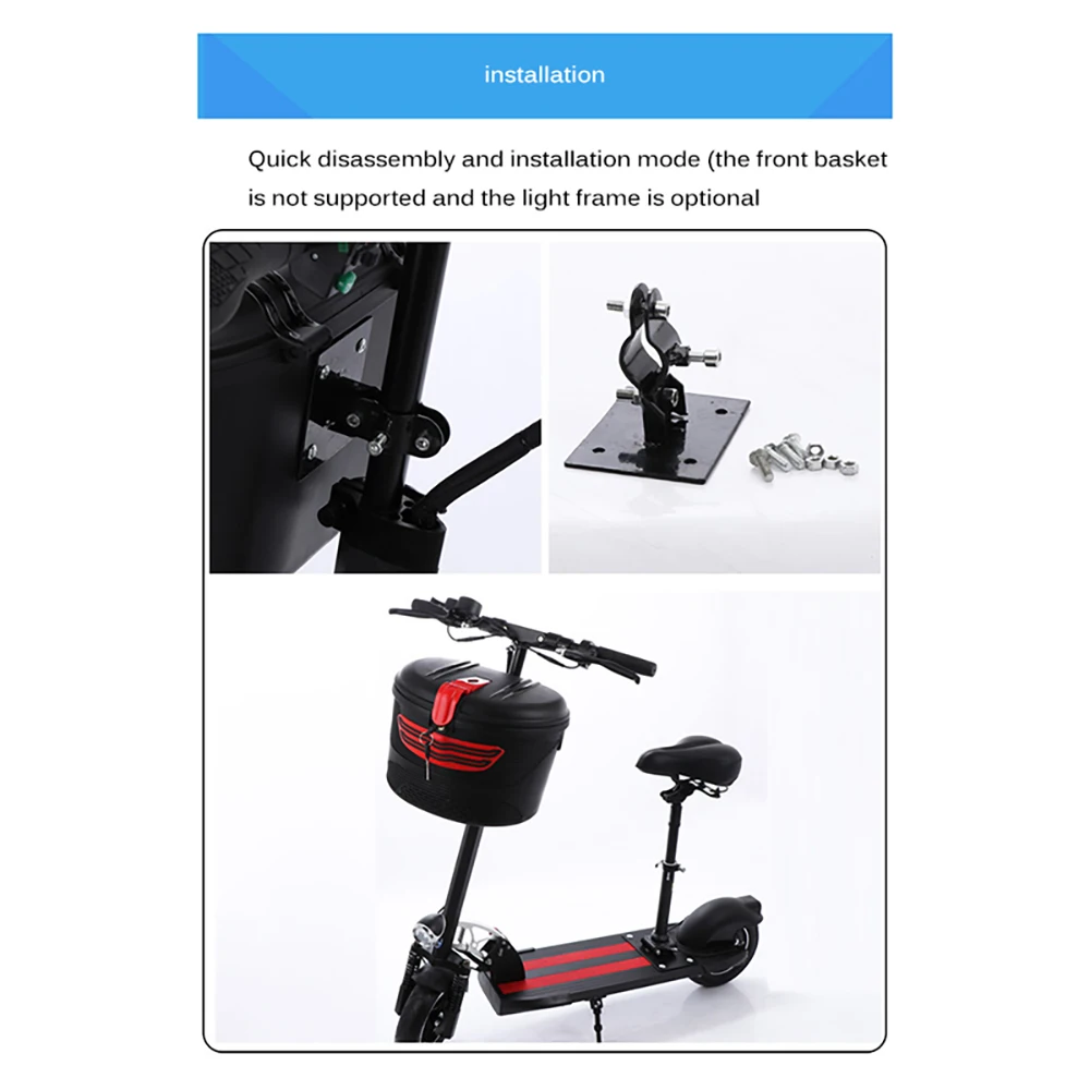 Front Storage Bag Case Carrying Basket Plastic Basket Cloth Lining Lock For Xiaomi M365 Electric Scooter Bicycle E-Bike