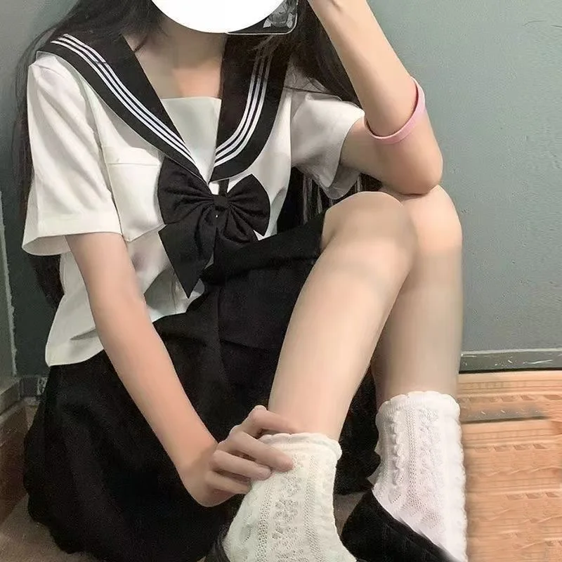 Nuovo abito da ragazza Jk uniforme scolastica giapponese sexy primavera e autunno cravatta rossa bianca tre abiti da marinaio di base da donna a maniche lunghe