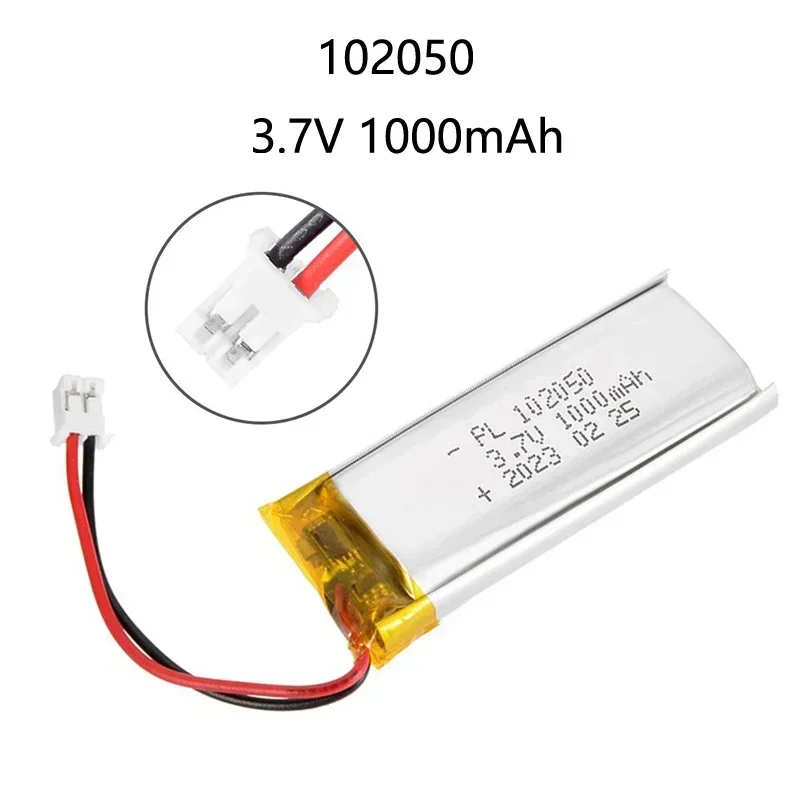 5PCS 3.7V 102050 Lipo Cells 1000mah Lithium Polymer Rechargeable Battery for MP3 GPS Recording Pen LED Light Free Charging Cable