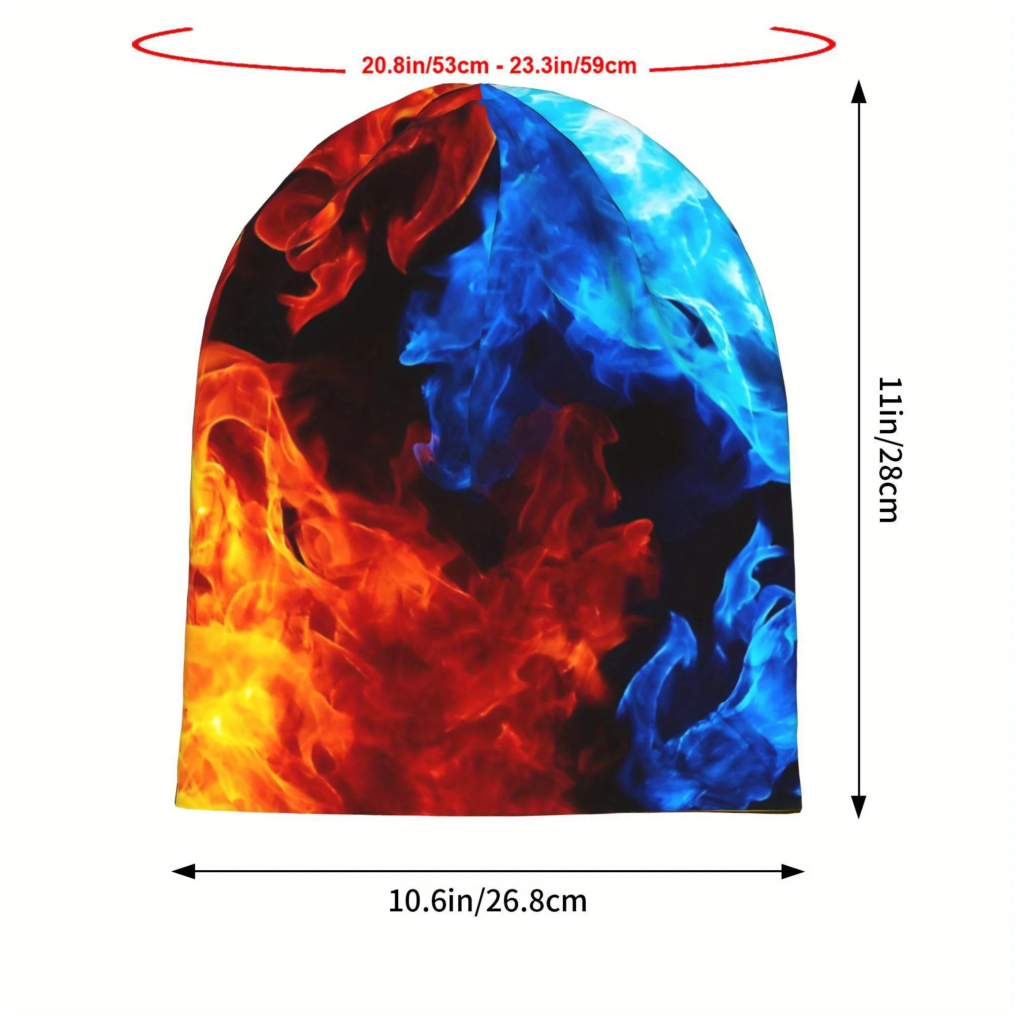 Customization 2D Print Design Red And Blue Fire Bonnet Hats Men Skullies Beanies Novelty Hats